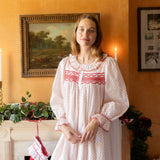 Nightingale Women's Dress Red Berry Plumetti with Stacked Waves Hand Smocking