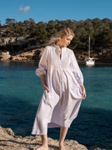 Junko Tabei Dress Lavender Haze with Lemon Sprinkles Hand Smocking