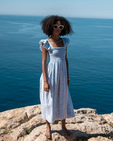 Octavia Hill Dress Blue Ribbons with Summer Skies Hand Smocking