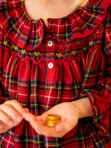 Nightingale Girl's Dress Highland Tartan with Hearts of Gold Hand Smocking