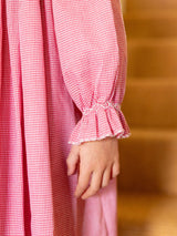 Nightingale Girl's Dress Red Vichy with Snow Bow Hand Smocking