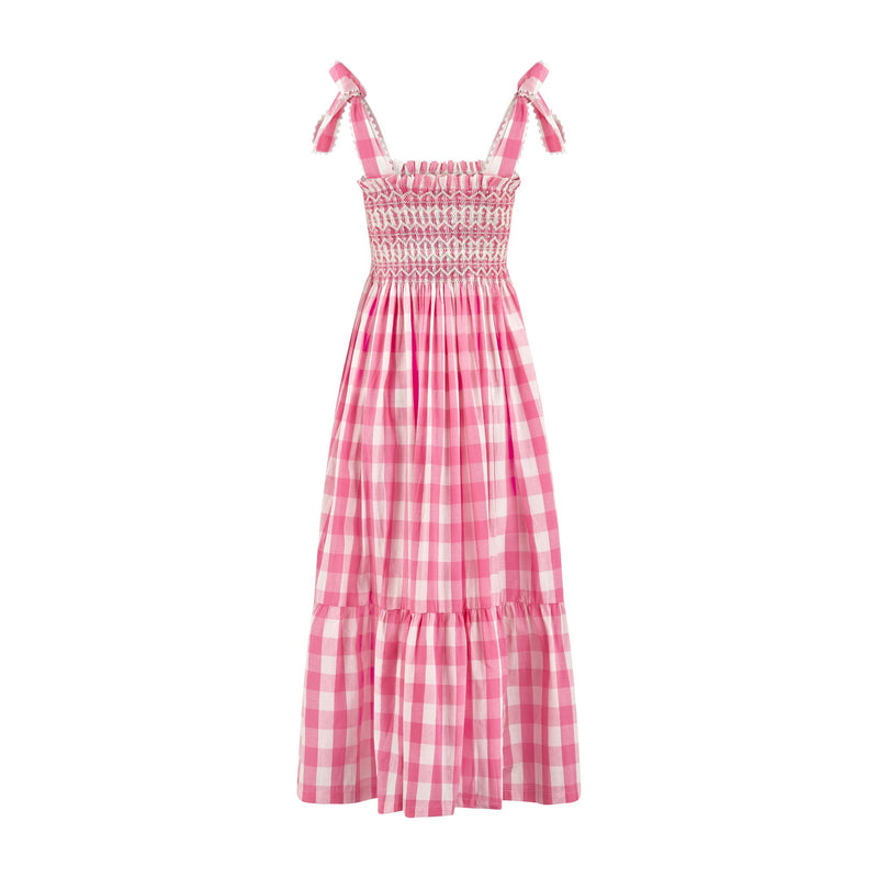 Grace Hopper Dress Giant Pink Gingham with Clean Slate Hand Smocking