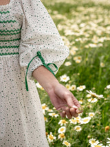 Josefine Butler Dress Frobscottle Spot with Cool as a Cucumber Hand Smocking