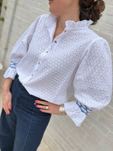 Shelley Blouse Daisy Chain Cotton with Sapphire Hand Smocking Edition 10