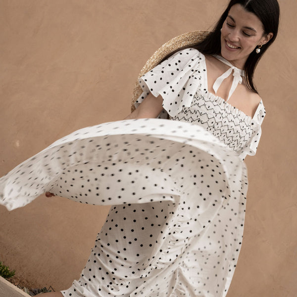 Rachel Carson Dress Polka Dot with Check Mate Hand Smocking