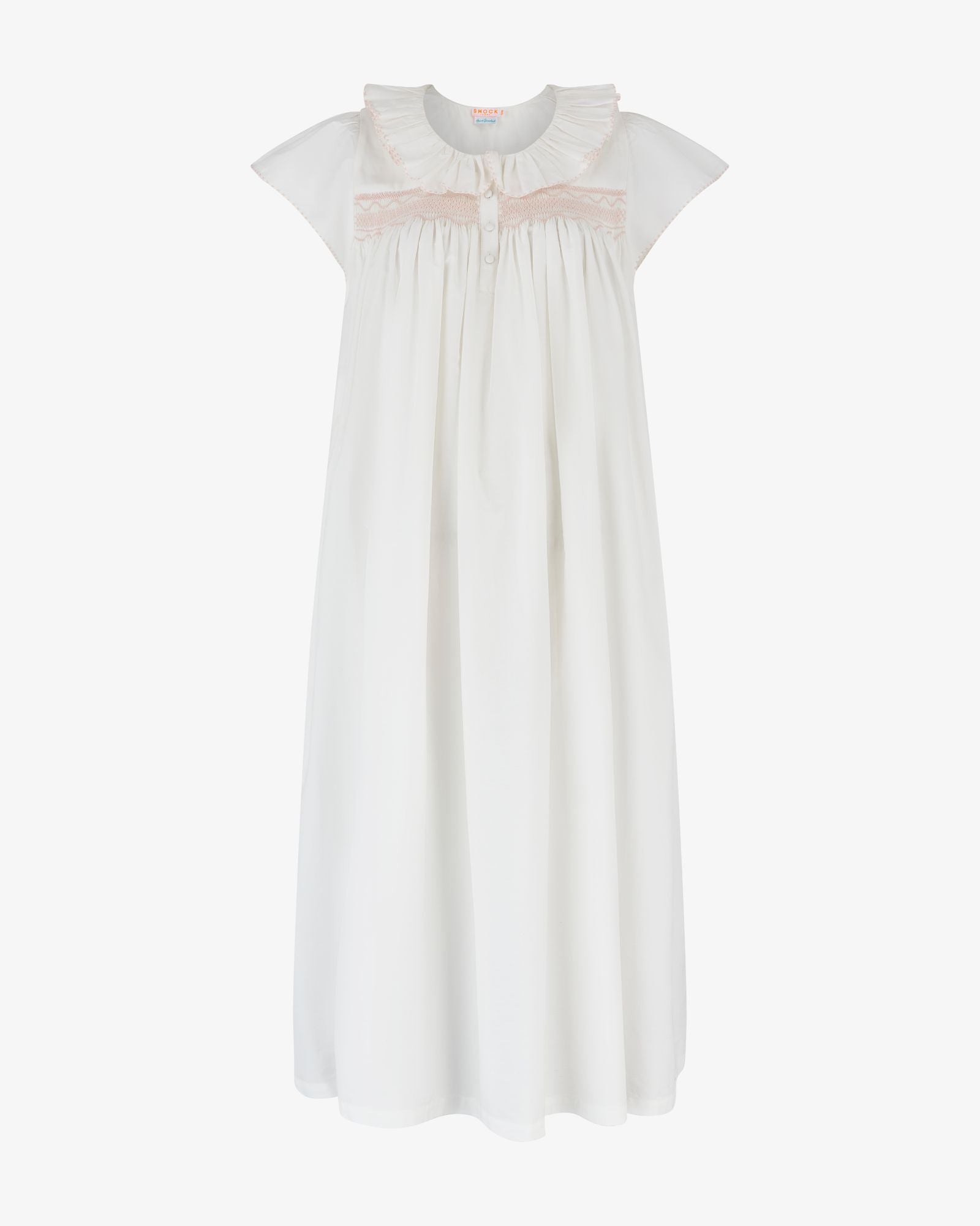 Nightingale Women's Short Sleeve Dress with Seashell Stacked Curves Hand Smocking