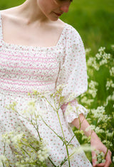 Josefine Butler Dress Rosebud Plumetti with Vintage Rose Hand Smocking