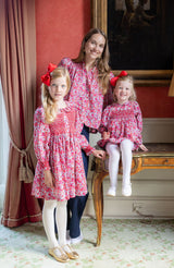 Elizabeth Blackwell Dress with Crimson Hand Smocking made with Liberty Wiltshire Fabric