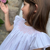 Rosalind Franklin Pyjamas Moonstone Cotton with Seashell Lattice Hand Smocking