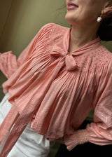 Small & Large Burdett Coutts Pussy Bow Blouse Golden Girl Stripe with End of the Rainbow Hand Smocking Edition 1