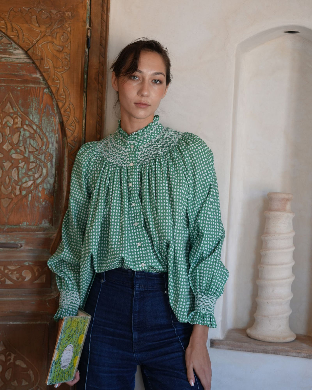 Scholl Blouse Golf Hole Green with Chalk Hand Smocking Edition 72
