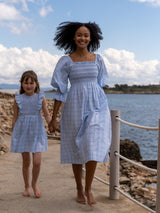 Josefine Butler Dress Seaside Check with Cherries Hand  Smocking