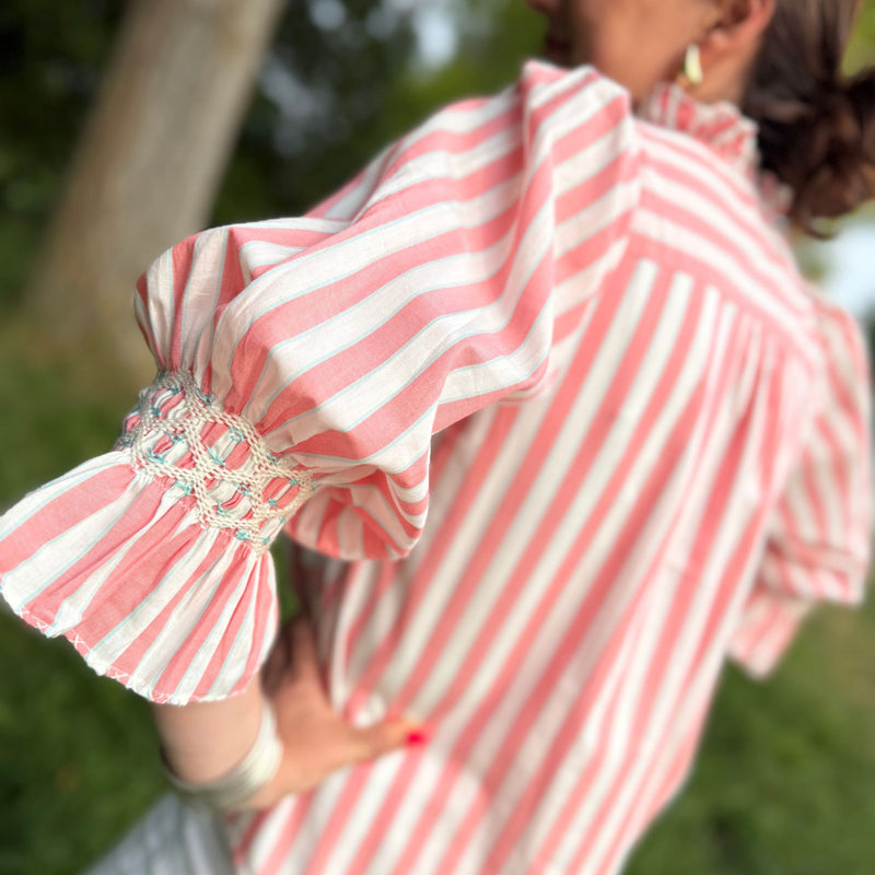 Shelley Blouse Clubhouse Stripe with Lime and Soda Hand Smocking Edition 13