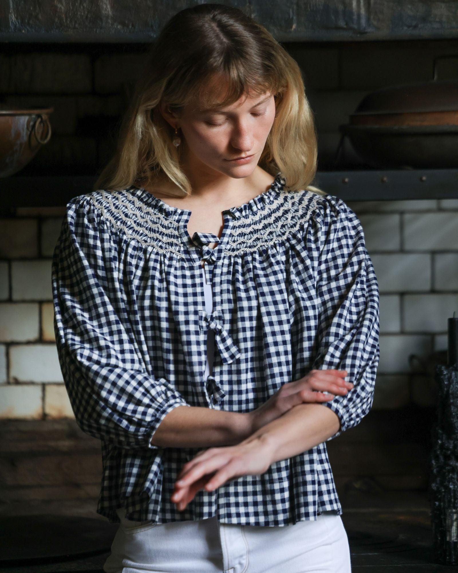 Cleopatra Jacket Schoolhouse Gingham with Chalk Hand Smocking Edition 5
