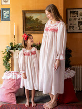 Nightingale Women's Dress Red Berry Plumetti with Stacked Waves Hand Smocking