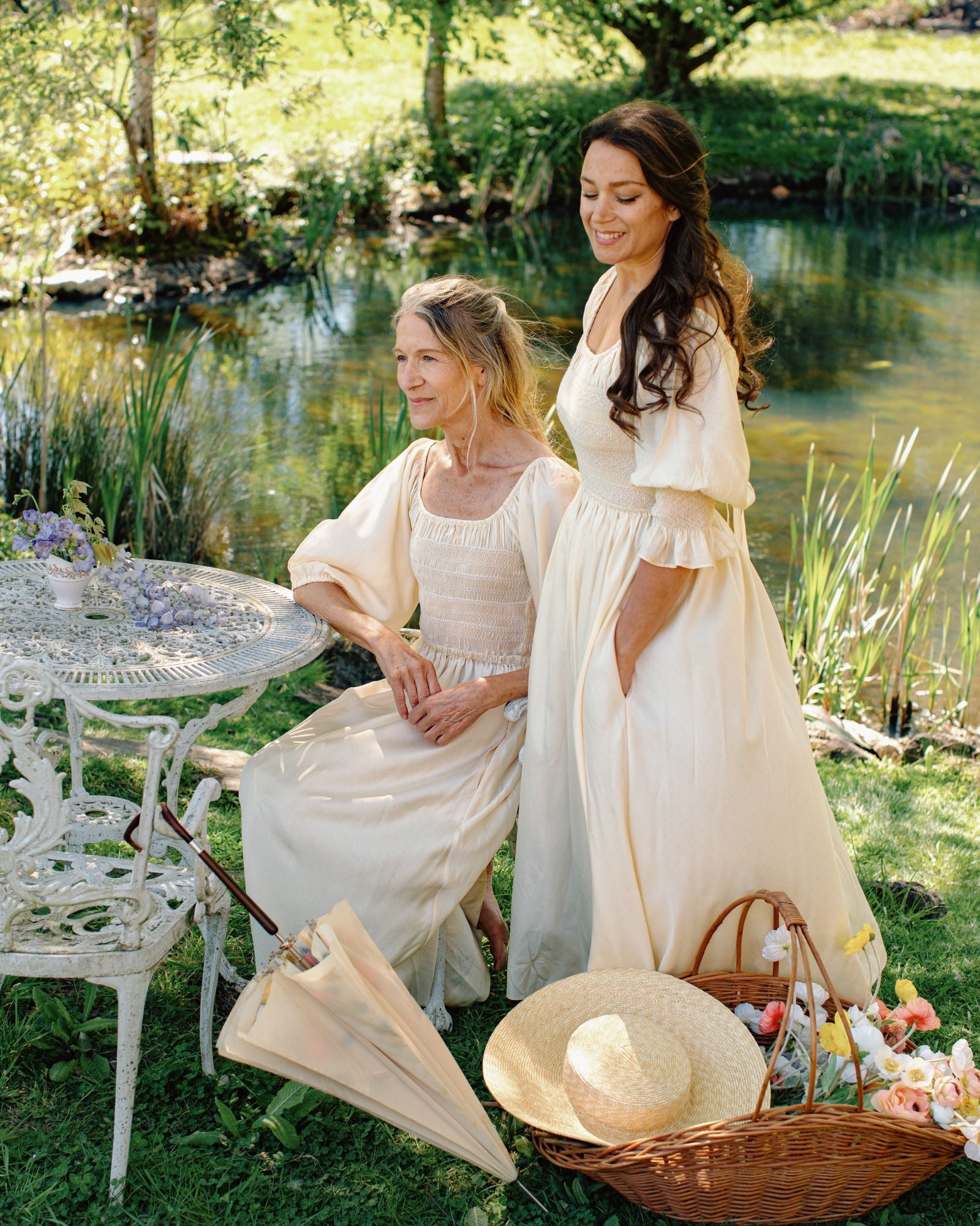 My Mulberry House x Smock London Liesl Dress Buttermilk Silk Cotton with Parchment Hand Smocking