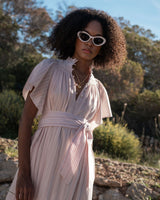 Colette Dress Parisienne Pink Stripe with Slaked Lime Hand Smocking