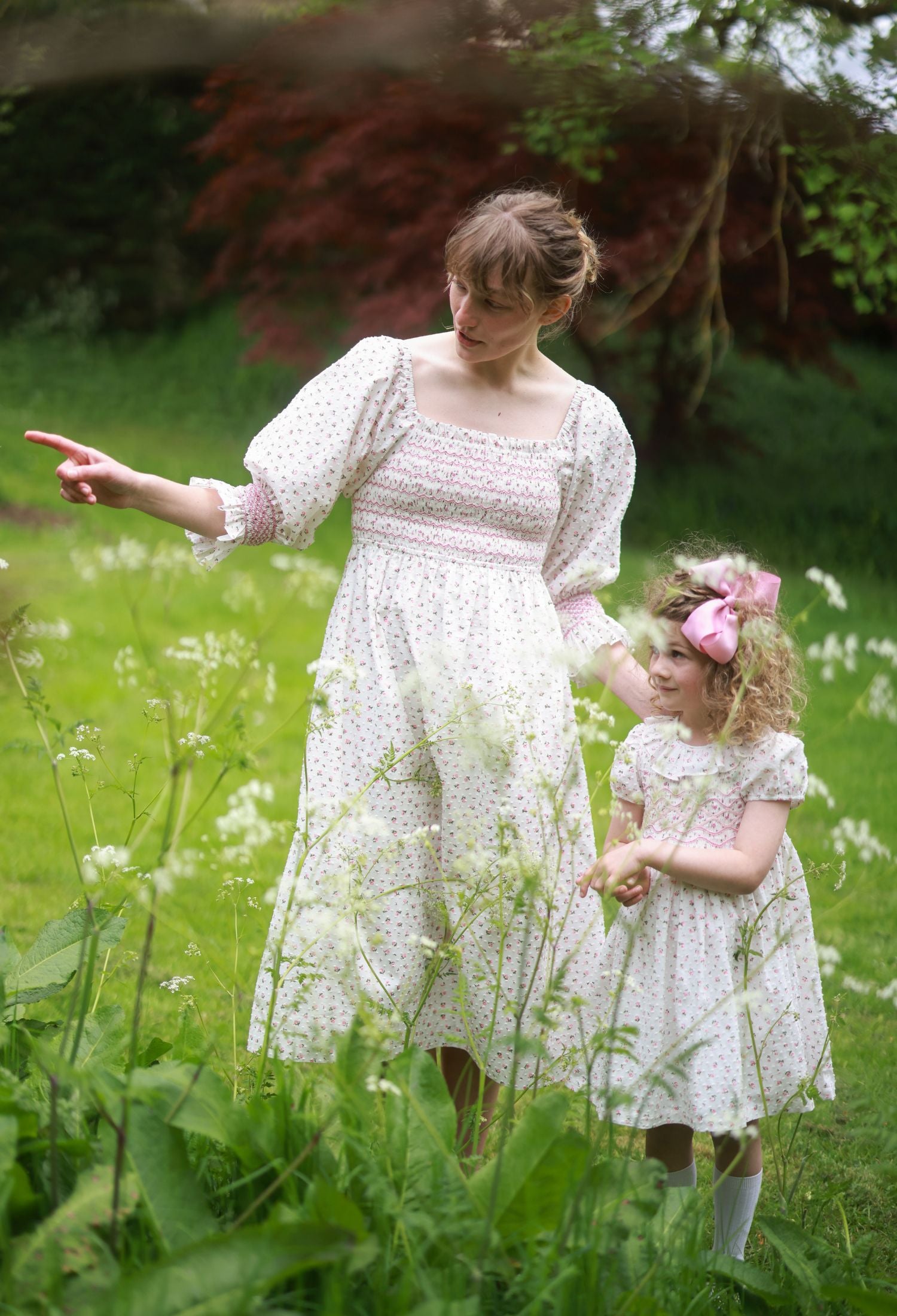 Katherine Johnson Dress Rosebud Plumetti with Vintage Rose Hand Smocking