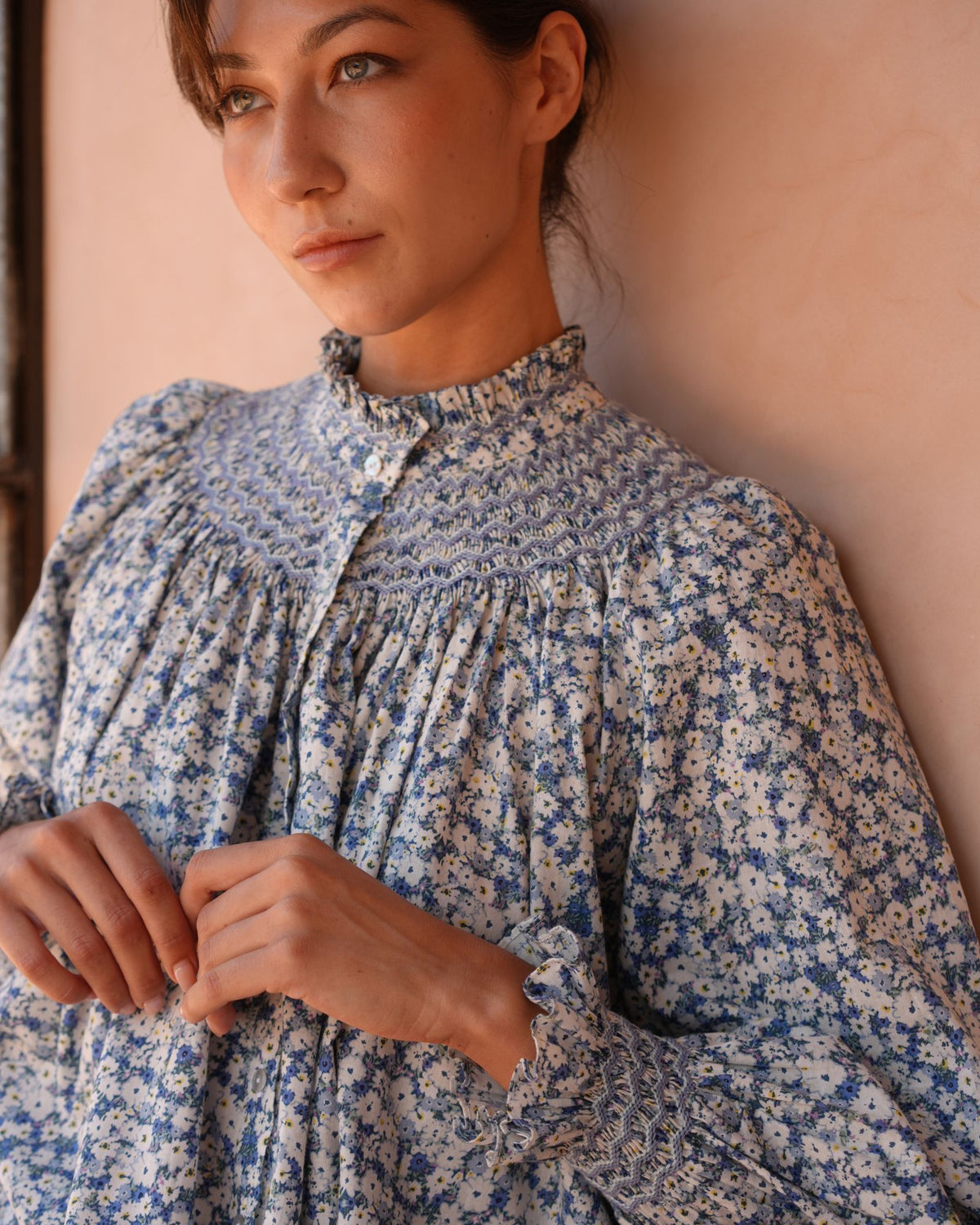 Scholl Blouse Midsummer Meadow with Cornflower Haze Hand Smocking Edition 69