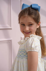 Katherine Johnson Dress Pastel Plumetti with Baby Blue Hand Smocking