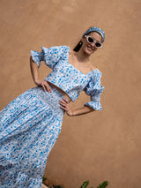 Sullivan Skirt Rhapsody in Blue with White Smocking