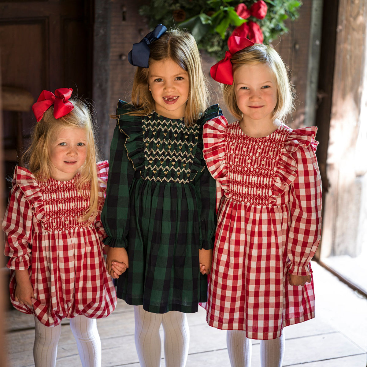 Anna Pavlova Romper Edelweiss Gingham with Precious Heart Hand Smocking