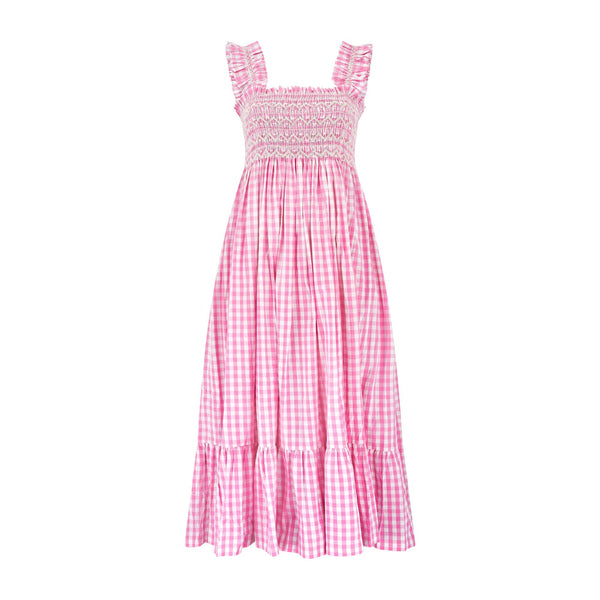 Rachel Carson Dress Tulip Gingham with Snow White Hand Smocking
