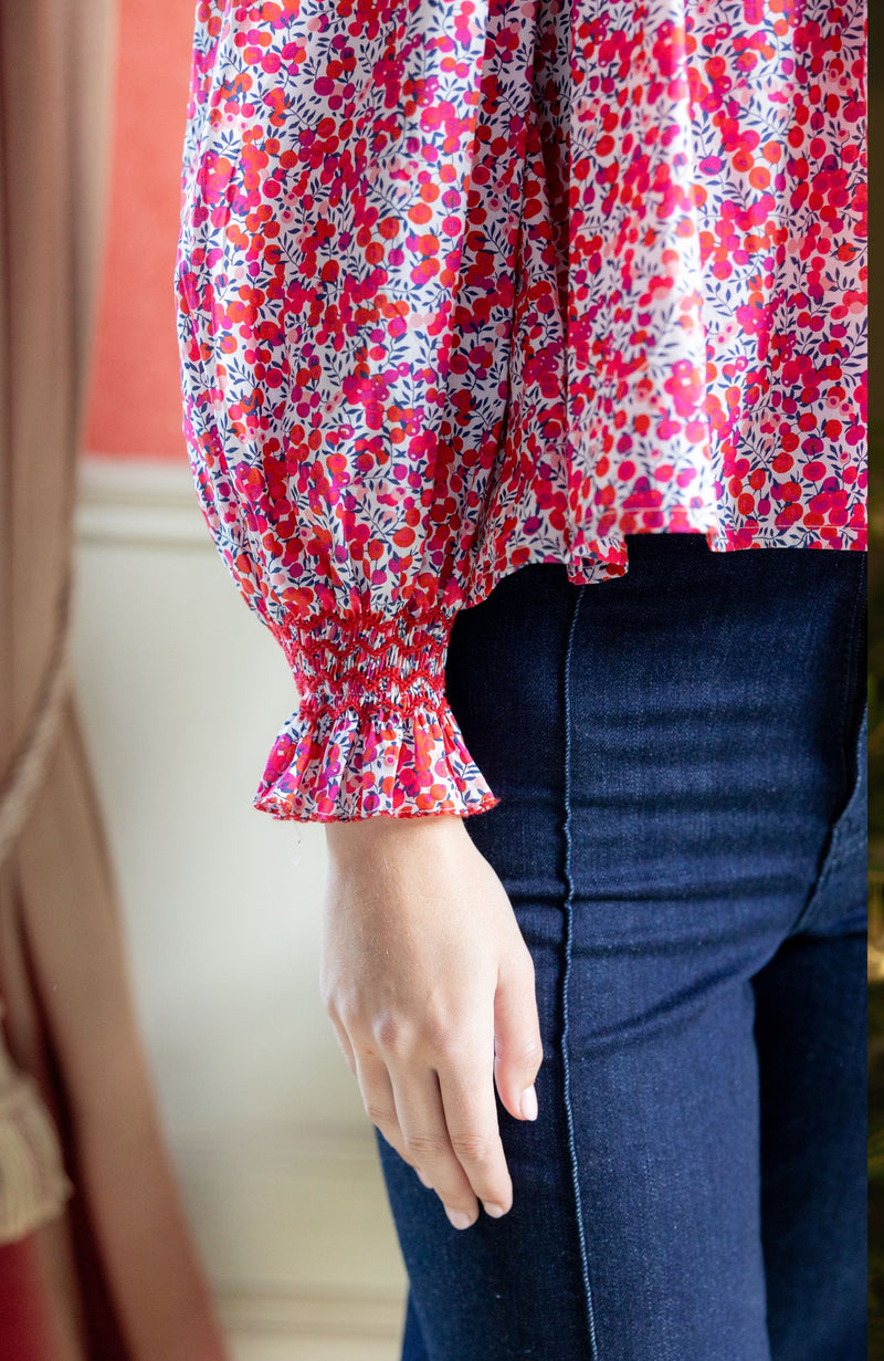 Scholl Blouse with Crimson Hand Smocking made with Liberty Wiltshire Fabric Edition 53