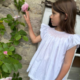 Rosalind Franklin Pyjamas Moonstone Cotton with Seashell Lattice Hand Smocking