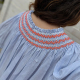 Cleopatra Blouse Summer Skies Cotton with You’ve Been Tango’d Hand Smocking Edition 24