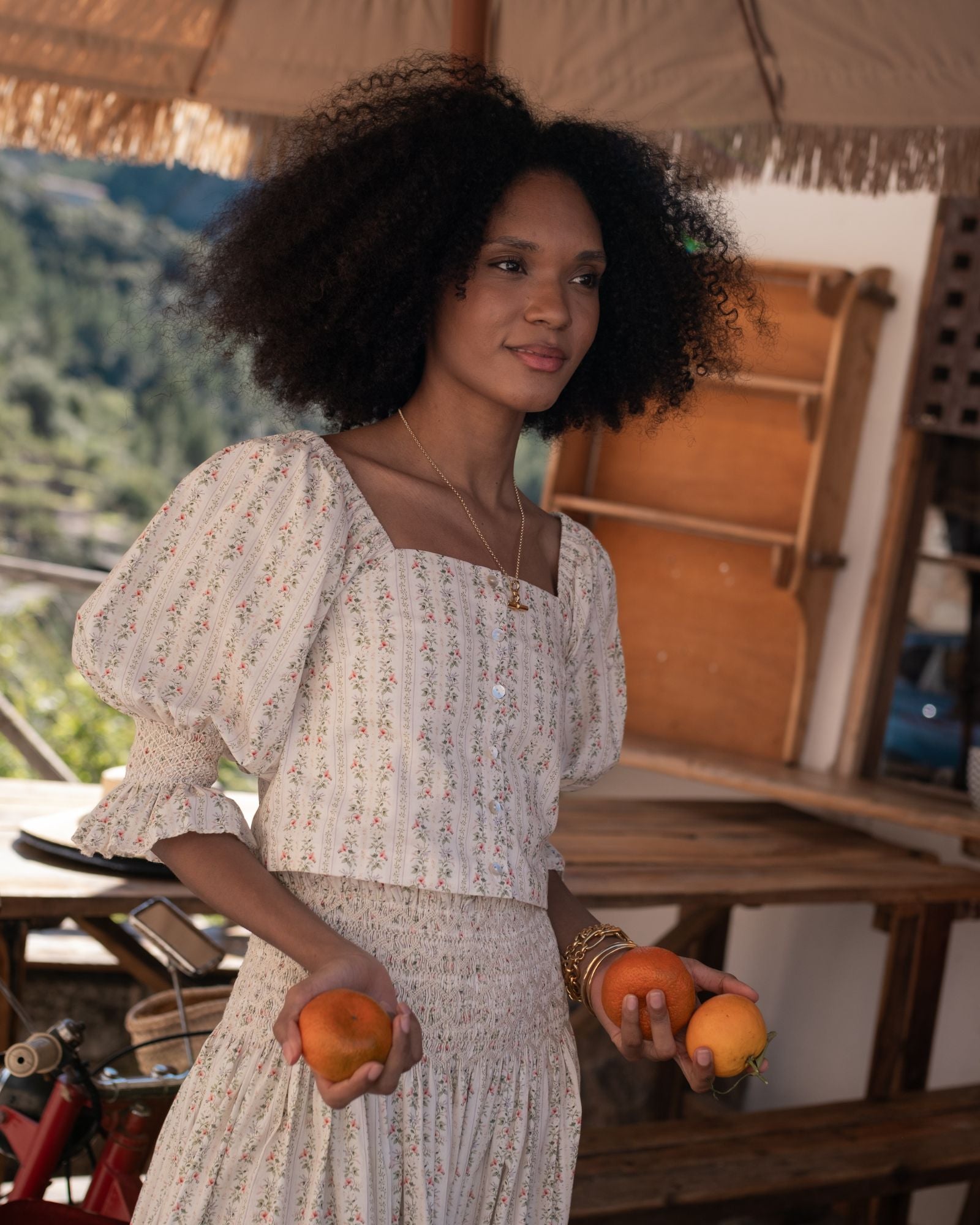 Sullivan Skirt A Secret Garden Trellis with Cream Hand Smocking