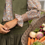 Scholl Blouse with Hazelnut Hand Smocking made with Liberty Ava Edition 51