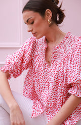 Cleopatra Blouse Pink Panther Cotton with Milkshake Hand Smocking Edition 36