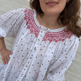 Cleopatra Blouse Domino Spots with Hot Lips Hand Smocking Edition 23