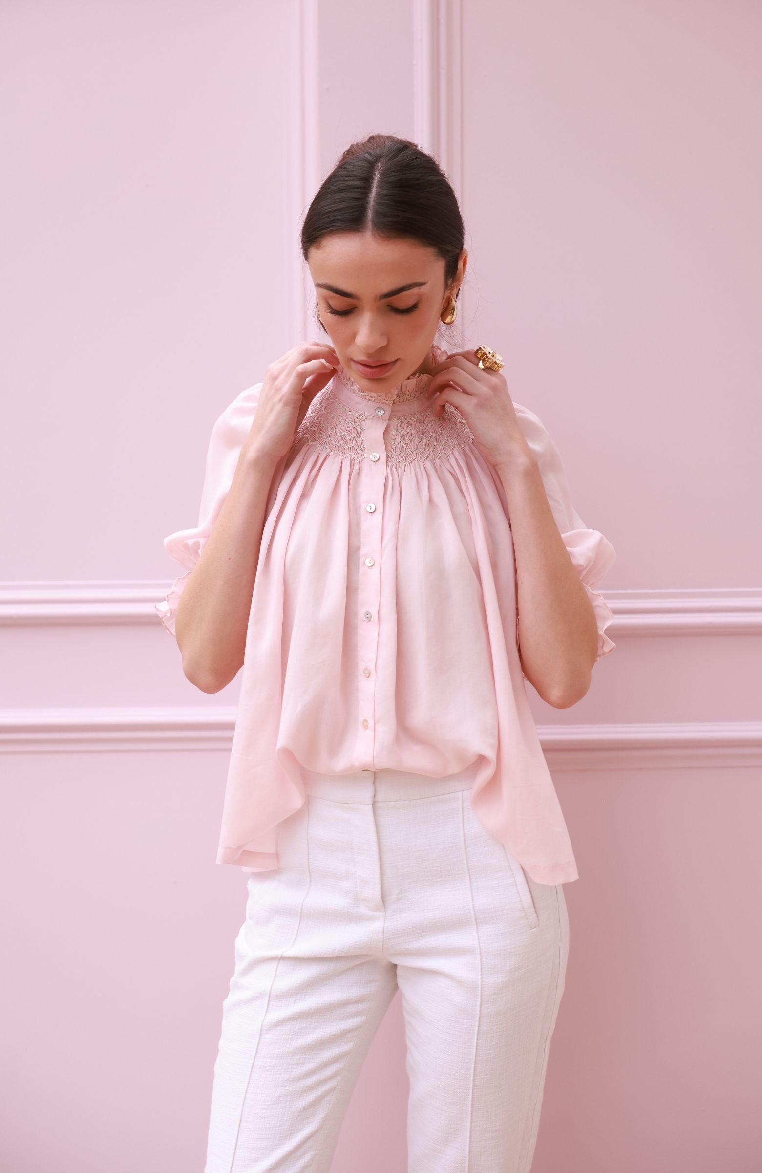 Scholl Summer Blouse Seashell Cotton Voile with Milk Hand Smocking Edition 67