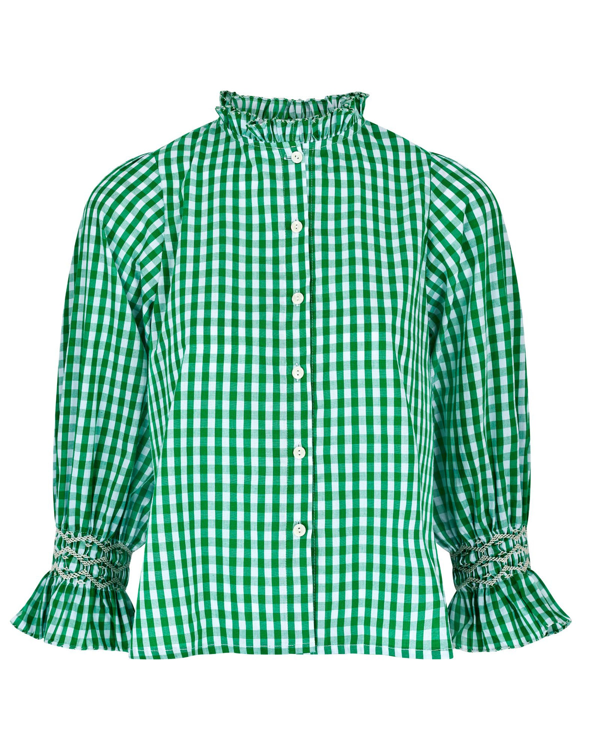 Shelley Blouse Kelly Green Gingham with Chalk Hand Smocking Edition 25
