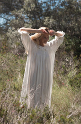 Nightingale Women's Dress Cloud Puff Plumetti with Ivory Hand Smocking