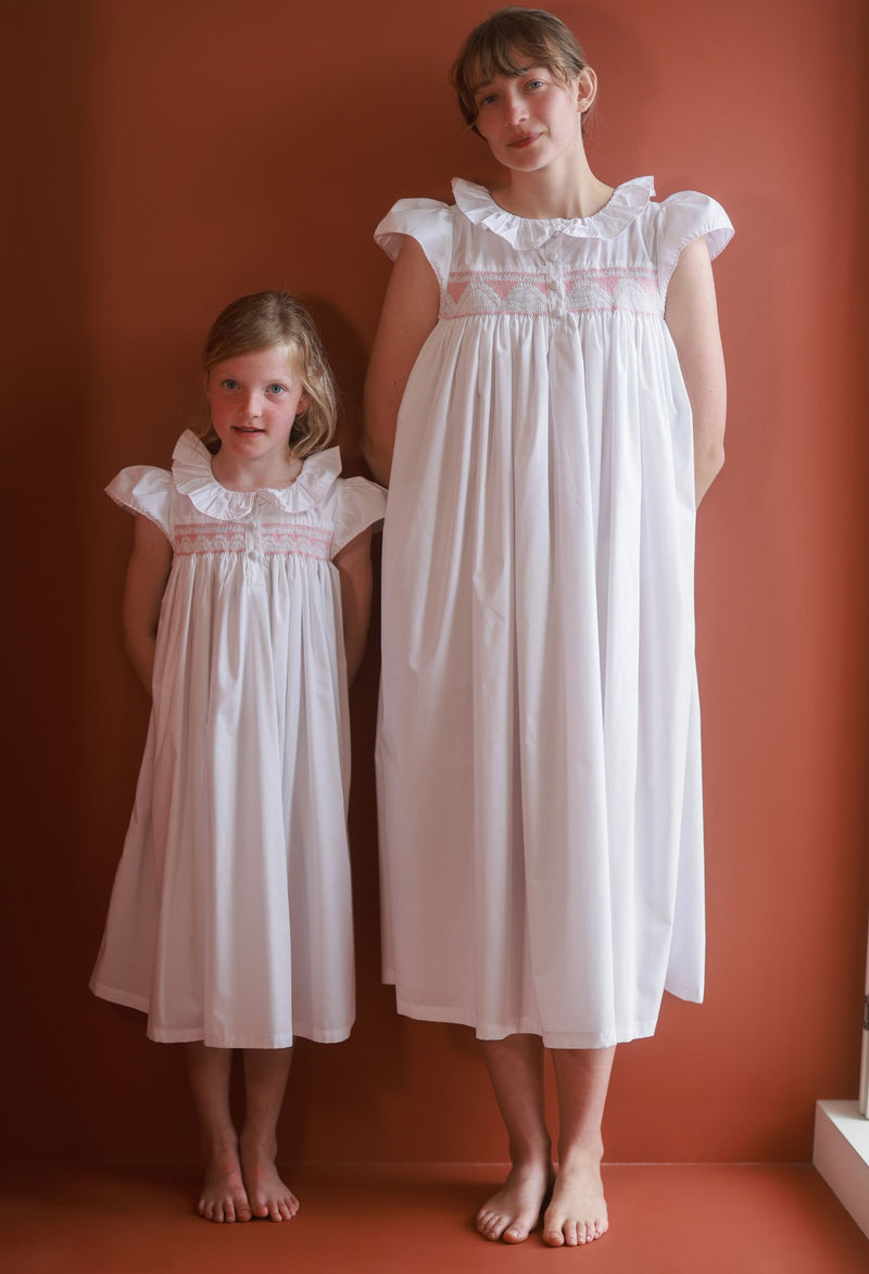 Nightingale Dress with Stacked Waves Seashell Hand Smocking