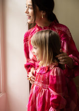 Katherine Johnson Dress Great Gingham with Crimson Bows Hand Smocking
