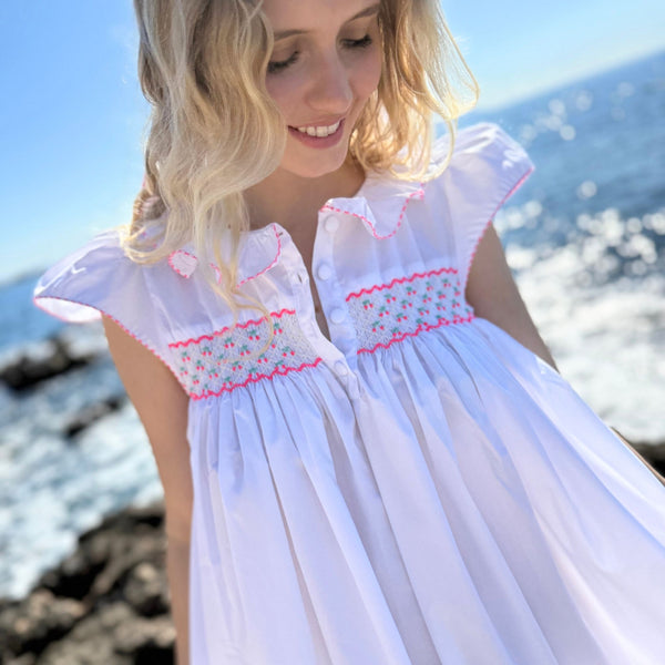 Nightingale Women's Dress with Cherry Pop Hand Smocking