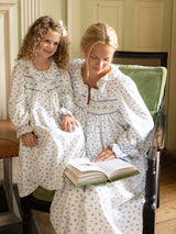 Women's Nightingale Dress Blueberry Brushed Cotton with Blueberry Hand Smocking