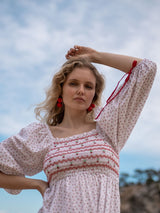 Josefine Butler Dress Bonne Maman Cotton with Cherry Bakewell Hand Smocking