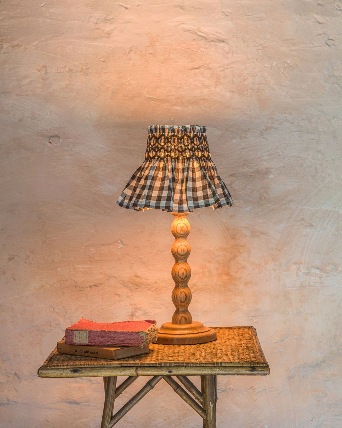Edit58 x Smock London Elsie Lampshade Chocolate Check with Cocoa Nib Hand Smocking