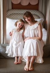 Memo Press x Smock London Girls Alice Dress Moonstone with Yellow Rose Hand Smocking