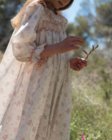 Nightingale Girl's Dress Rosebud Chintz with Peony Hand Smocking
