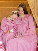 Nightingale Girl's Dress Red Vichy with Snow Bow Hand Smocking