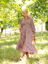 Colette Dress Mulled Wine Gingham Brushed Cotton with Spiced Cinnamon Hand Smocking