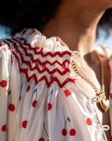 Ada Lovelace Dress Mon Cherry Cotton with a La Mode Hand Smocking