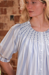 Cleopatra Blouse Maine Stripe with Seaside Hand Smocking Edition 39