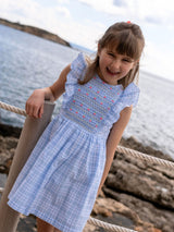 Pavlova Dress Seaside Check with Cherries Hand Smocking